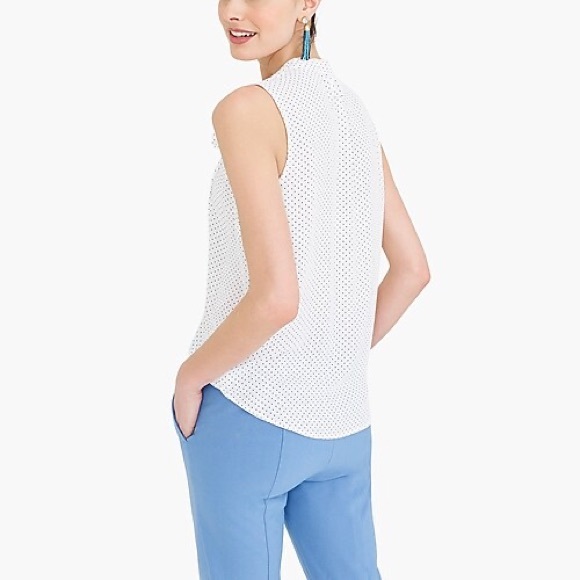 J. Crew Factory Polka Dot Drapey Tie Neck Top XXS - Picture 4 of 4
